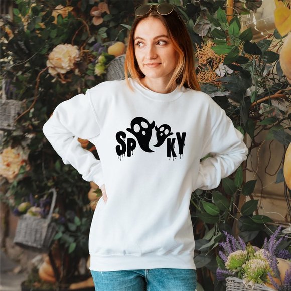 SimplyBeverly Sweaters - Ghost Spooky White Sweatshirt
